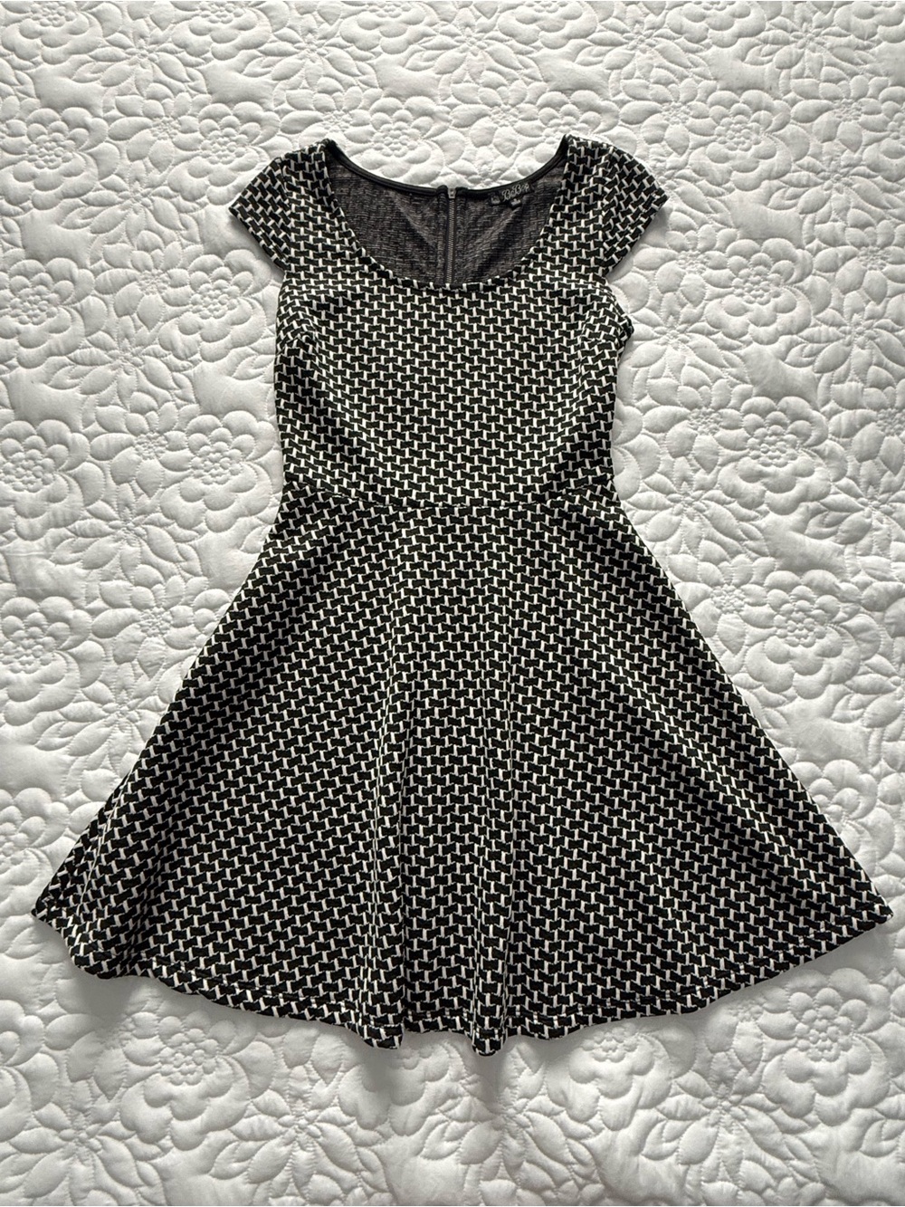 BeBop Black and White Patterned Skater Dress